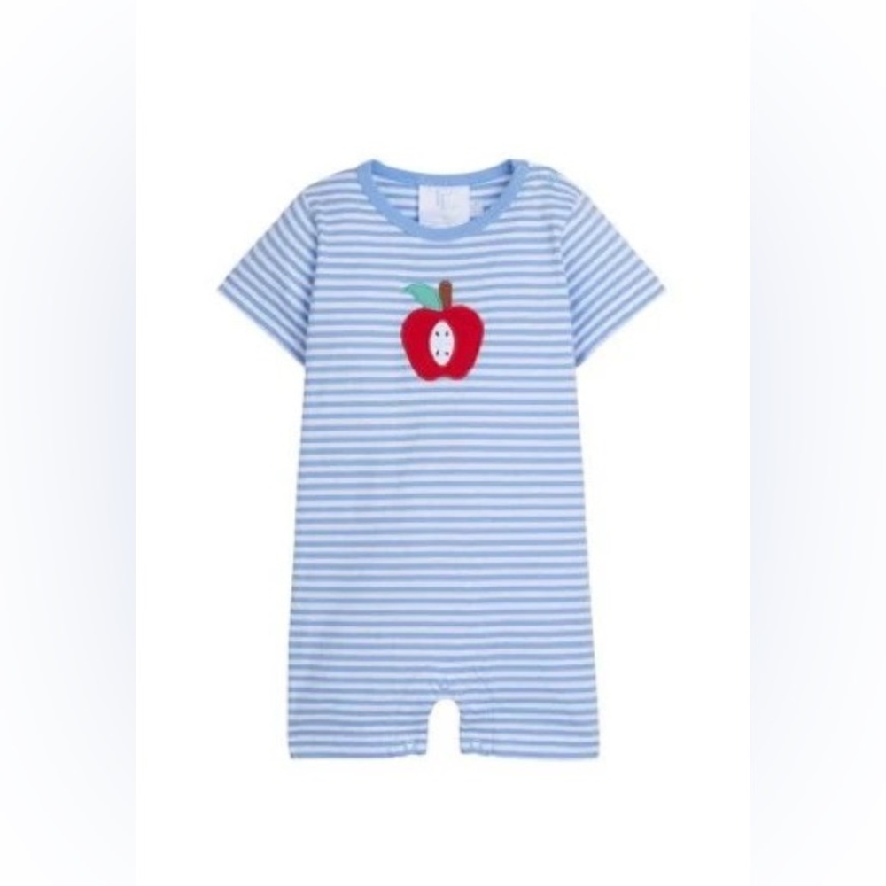 Little English Apple Appliqué Romper.